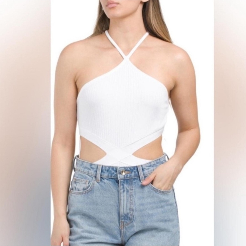 Zara White Halter Neck Bodysuit